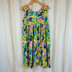 Vintage Meant To Be‎ Floral Cotton Midi Dress Size Large Multicolored